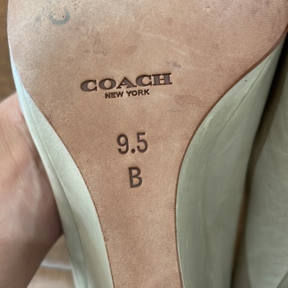 Coach Kellen Taupe Leather Peep Toe Wedge Heels - Picture 8 of 9
